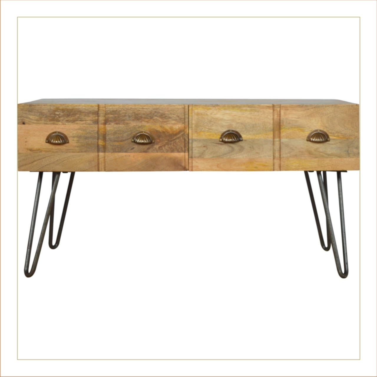 Iron Base Coffee Table with 2 Drawers