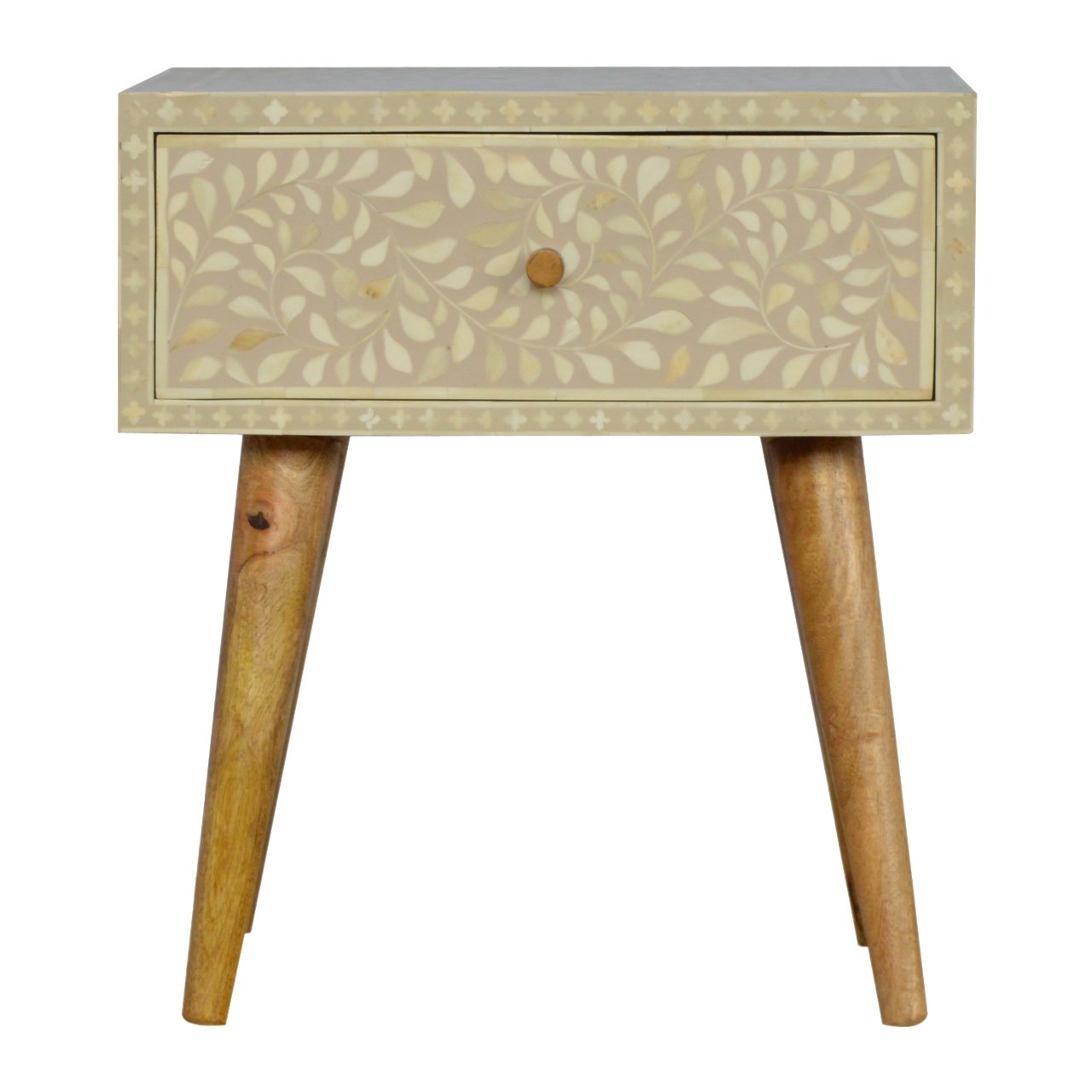 Floral Bone Inlay Nightstand